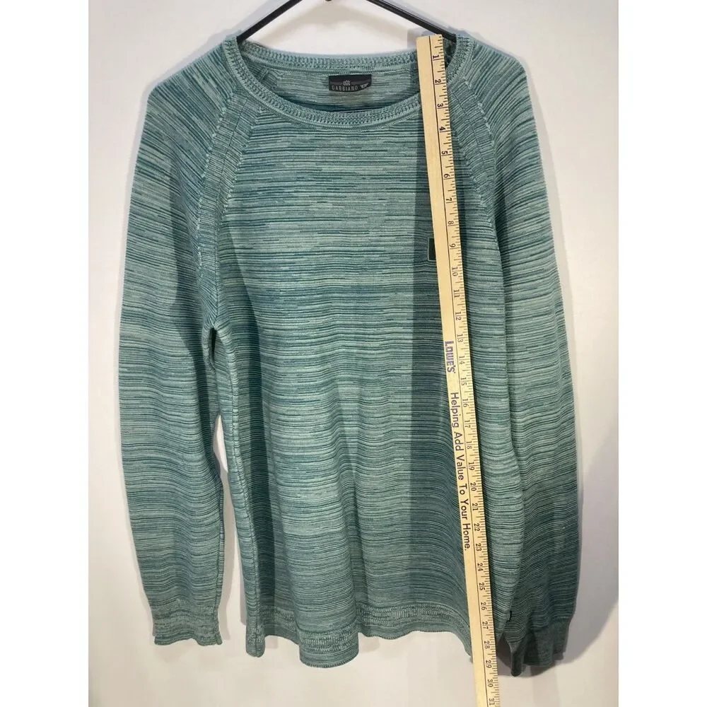 Gabbiano Mens Crewneck Knit Sweater L Green Blue Melange Space Dye Pullover